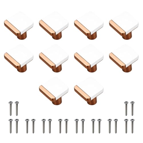 VOLO Cabinet Knob/Drawer Cabinet Knobs/Wardrobe Door Knobs/Cupboard Drawer Pull Handle/Kitchen Drawer Knob/Pulls (Knob_S-175) (White/Rose Gold) (10) - Image 1