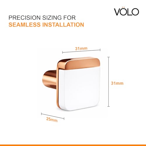 VOLO Cabinet Knob/Drawer Cabinet Knobs/Wardrobe Door Knobs/Cupboard Drawer Pull Handle/Kitchen Drawer Knob/Pulls (Knob_S-175) (White/Rose Gold) (10) - Image 2