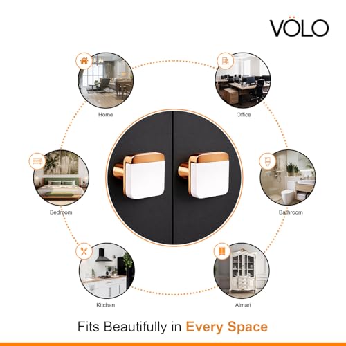 VOLO Cabinet Knob/Drawer Cabinet Knobs/Wardrobe Door Knobs/Cupboard Drawer Pull Handle/Kitchen Drawer Knob/Pulls (Knob_S-175) (White/Rose Gold) (10) - Image 4