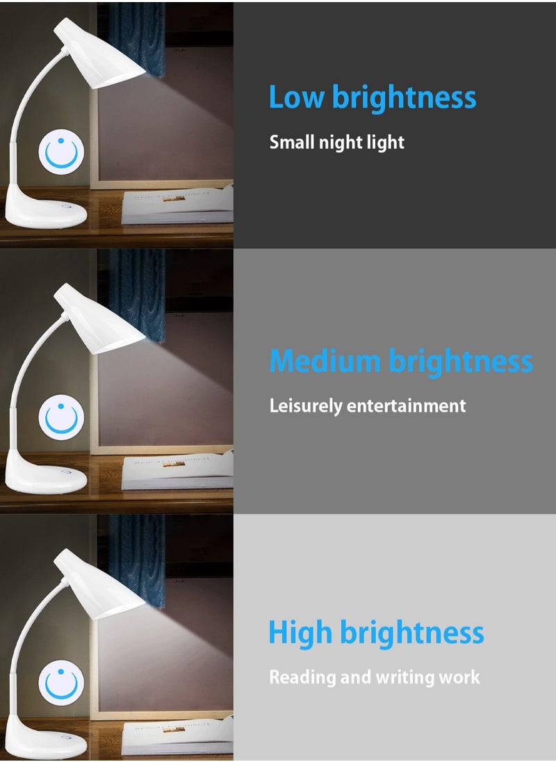LOOPITYS - 5W 1000mAh battery rechargeable led table lamp set 3-gear touch dimmer gooseneck table lamp，Eye protection desk lamp，Dedicated to bedrooms and offices - Image 1