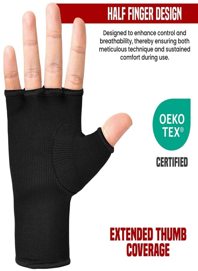 RDX Boxing Inner Mitts Hand Wraps MMA Fist Protector Bandages,Black,Small - Image 5