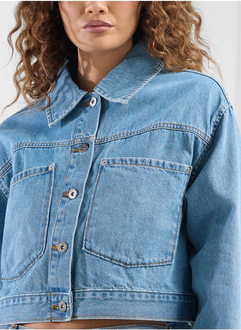 فانز Raynes Denim Crop Jacket