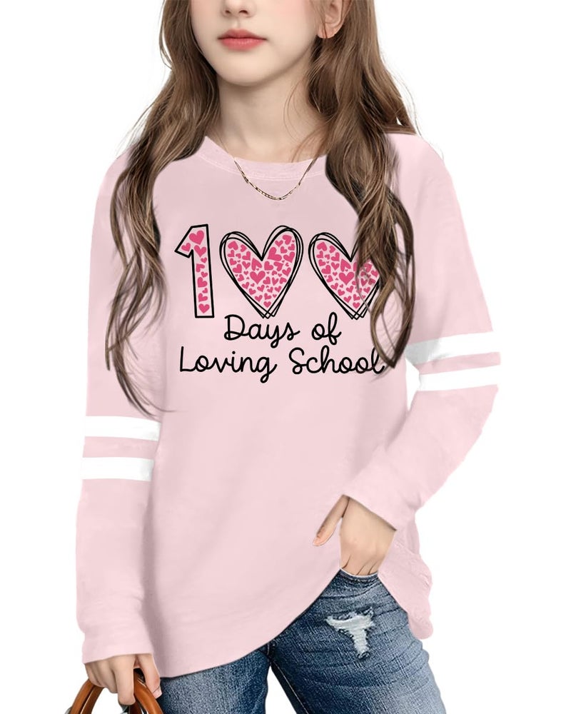 MEESHEEP 100 Days of School Shirt Kidsï¼šHappy 100 Day Shirts Boys Girls School-Day Tshirts Cute Graphic Tee Tops 4-12y(Pink2,120) - Image 1