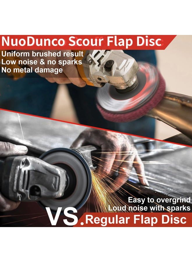 NuoDunco NUODUN 10Pcs 180# & 320# Nylon Fiber Flap Disc Set, 4-1/2" Abrasive Buffing Polishing Wheel, Scouring Pad Grinding Discs for Angle Grinder, Water and Oil Resistant - Image 3