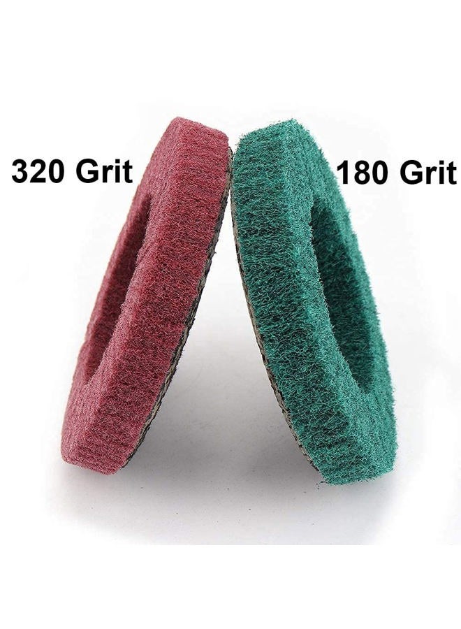 NuoDunco NUODUN 10Pcs 180# & 320# Nylon Fiber Flap Disc Set, 4-1/2" Abrasive Buffing Polishing Wheel, Scouring Pad Grinding Discs for Angle Grinder, Water and Oil Resistant - Image 5