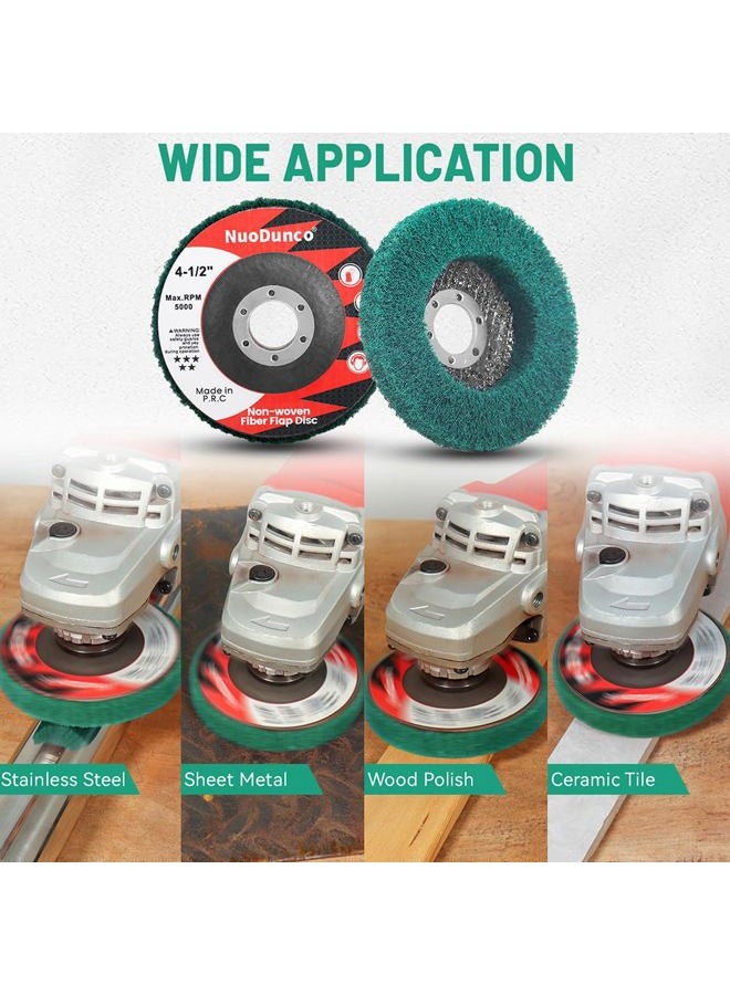 NuoDunco NUODUN 10Pcs 180# & 320# Nylon Fiber Flap Disc Set, 4-1/2" Abrasive Buffing Polishing Wheel, Scouring Pad Grinding Discs for Angle Grinder, Water and Oil Resistant - Image 4