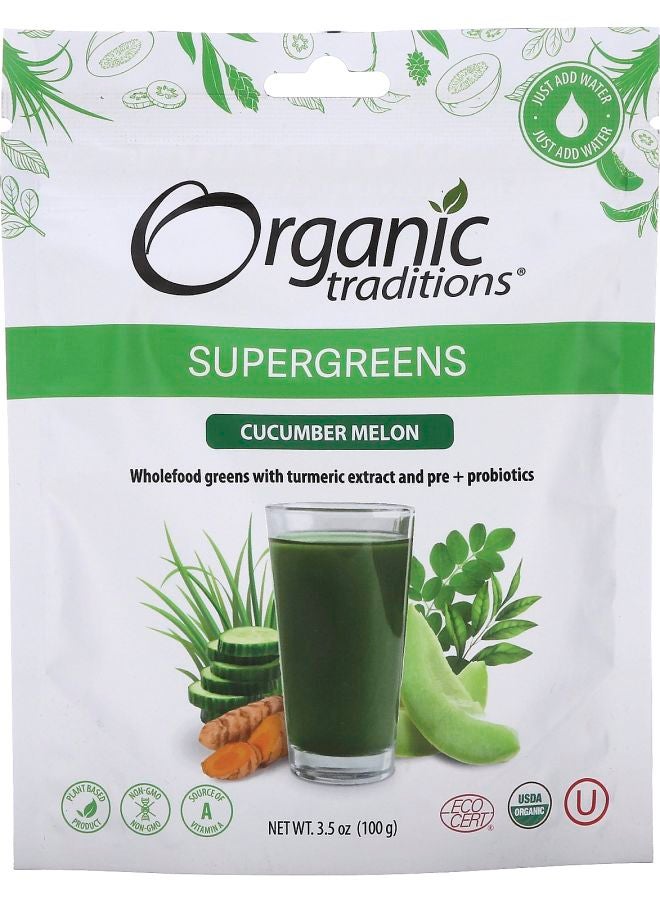 Organic Traditions Supergreens Cucumber Melon  3.5 oz (100 g) - Image 1