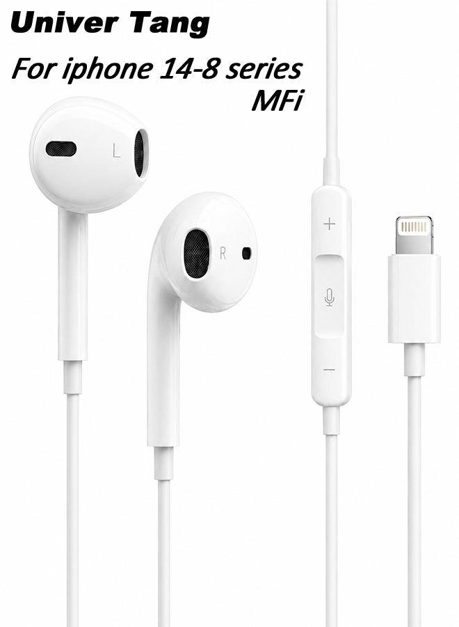 يونيفيرتانج Univertang Lightning Earphones For iPhone Mfi Certified Wired iPhone Headphones With Microp