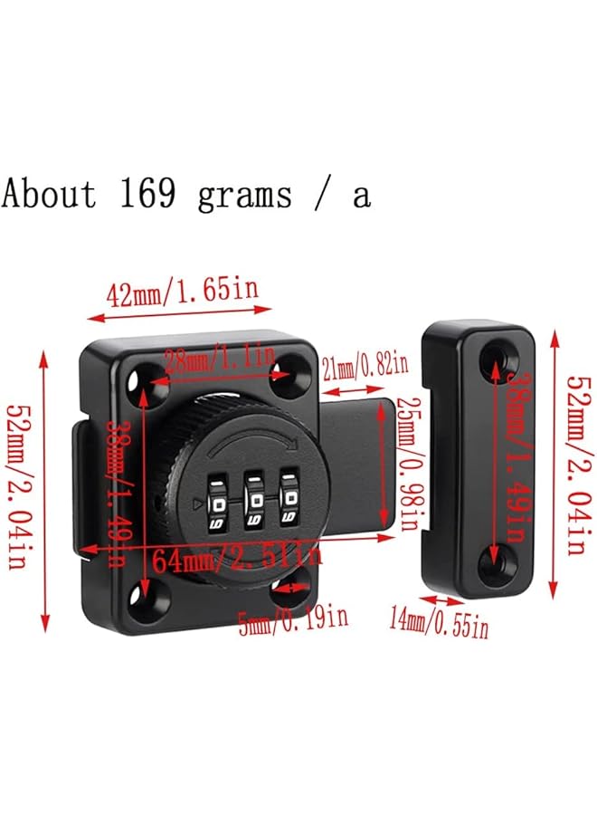 PROMASS PROMASS Combination of Combination Lock Mechanism Rotary Lock Room Door Lock Mechanical Combination Door Lock Office File Cabinet Sliding Door Buckle Surface-Mounted Old-Style Cabinet Door Lock  - Image 5