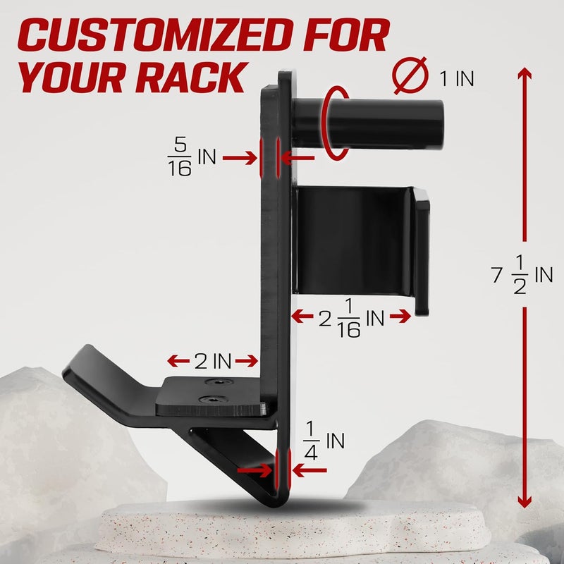 Yes4All Yes4All Attachments Capacity 1000 LBS for 2x2 Tube 1 Hole Power Cage including JHook Spotter Arm Dip Bar for Squat Rack  - Image 2