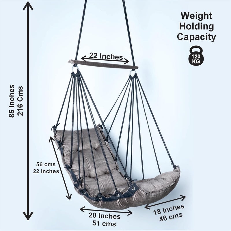 JULJULIA أرجوحة للشرفة - جولا مميزة للبالغين للمنزل، جولا آمنة للأطفال، كرسي معلق للشرفة الداخلية، تصميم متين ومريح، سهولة التركيب والصيانة - JJ_LOW-K-LIGHT COFFEE - Image 2