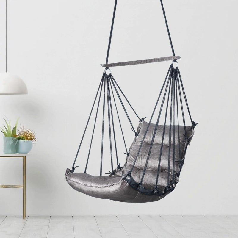 JULJULIA أرجوحة للشرفة - جولا مميزة للبالغين للمنزل، جولا آمنة للأطفال، كرسي معلق للشرفة الداخلية، تصميم متين ومريح، سهولة التركيب والصيانة - JJ_LOW-K-LIGHT COFFEE - Image 1