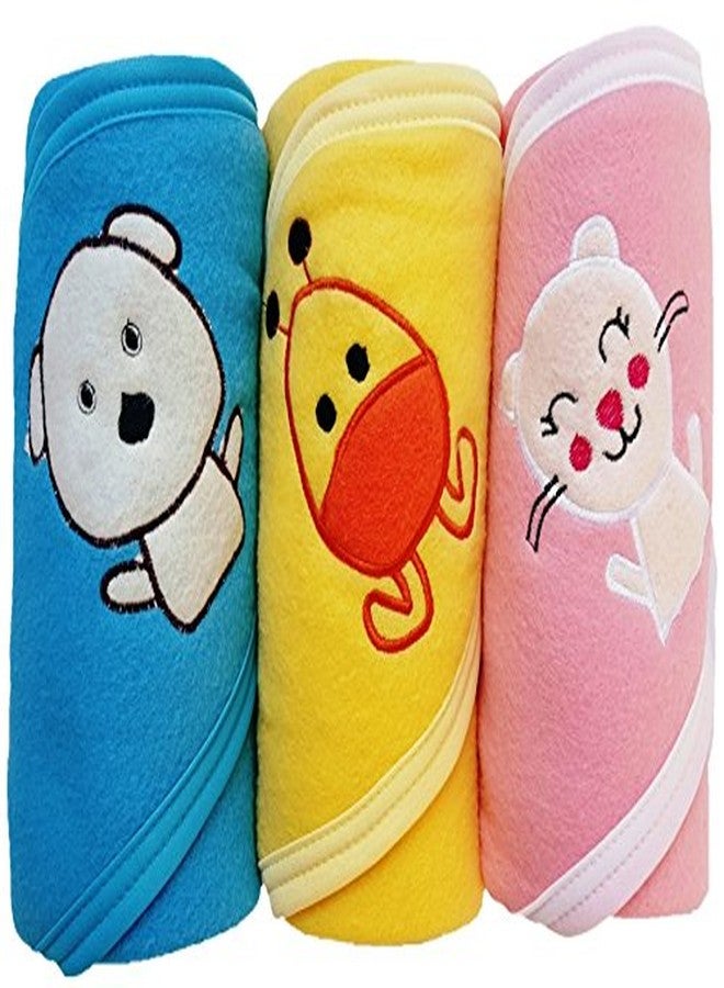 BRANDONN Fashions Quick Dry Extra Large Double Ply Hooded Shower Towels for Babies (Pack of 3 Pink, Mango,Blue 73.66 cm x 66.20 cm) - Image 2