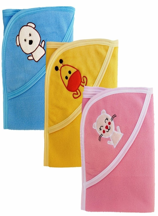 BRANDONN Fashions Quick Dry Extra Large Double Ply Hooded Shower Towels for Babies (Pack of 3 Pink, Mango,Blue 73.66 cm x 66.20 cm) - Image 3