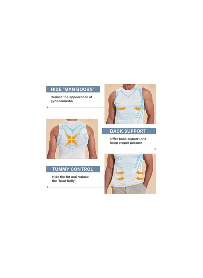 SYOSI - Ionic Shaping Sleeveless Shirt, Compression Tank Top Body Shaper Slimming Vest Shapewear Undershirt, Ionic Slimming Body Shaper, for Wearing Underneath T-Shirts, for Workouts, Gynecomastia, Bust 84cm - Image 1