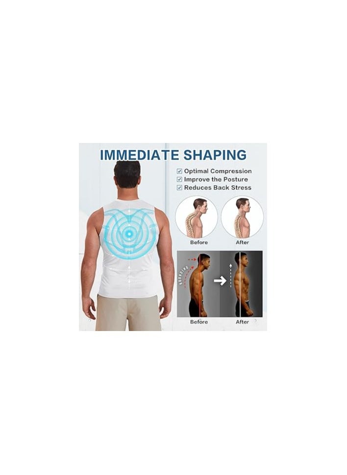 SYOSI - Ionic Shaping Sleeveless Shirt, Compression Tank Top Body Shaper Slimming Vest Shapewear Undershirt, Ionic Slimming Body Shaper, for Wearing Underneath T-Shirts, for Workouts, Gynecomastia, Bust 84cm - Image 1