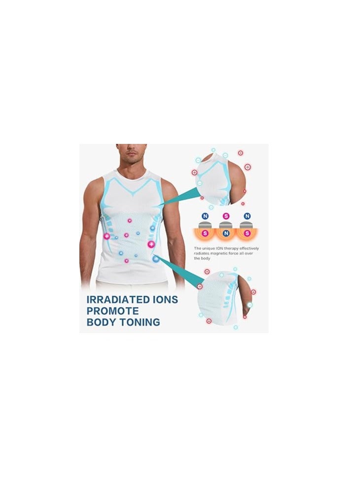 SYOSI - Ionic Shaping Sleeveless Shirt, Compression Tank Top Body Shaper Slimming Vest Shapewear Undershirt, Ionic Slimming Body Shaper, for Wearing Underneath T-Shirts, for Workouts, Gynecomastia, Bust 84cm - Image 1