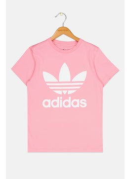 adidas Originals Kids Girl Sportswear Fit Short Sleeve Outdoor Top, Pink  - Image 1