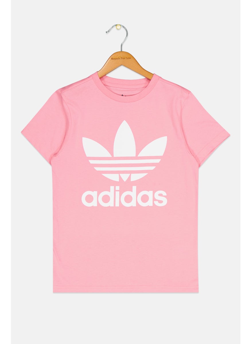 adidas Originals Kids Girl Sportswear Fit Short Sleeve Outdoor Top, Pink  - Image 1