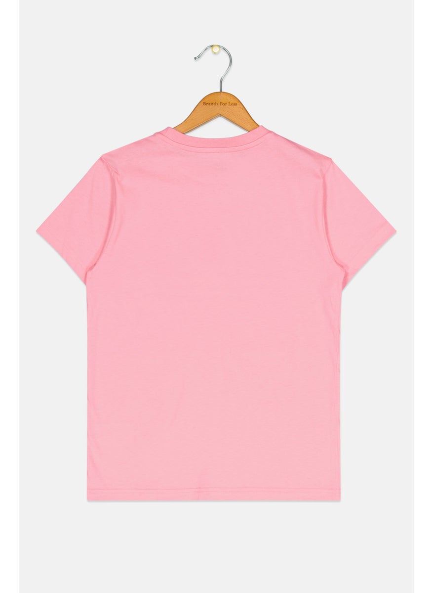 adidas Originals Kids Girl Sportswear Fit Short Sleeve Outdoor Top, Pink  - Image 2