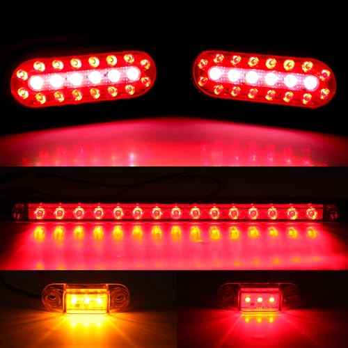 Partswcgg 6" Oval Led Trailer Tail Lights Kit w/Mounting Brackets,2Pcs 6" Oval Led Stop Turn Brake Tail Backup Reverse Lights w/13.8" Led Trailer Light Bar/Mini Markers/25ft Wiring Harness 5-Pin - Image 4