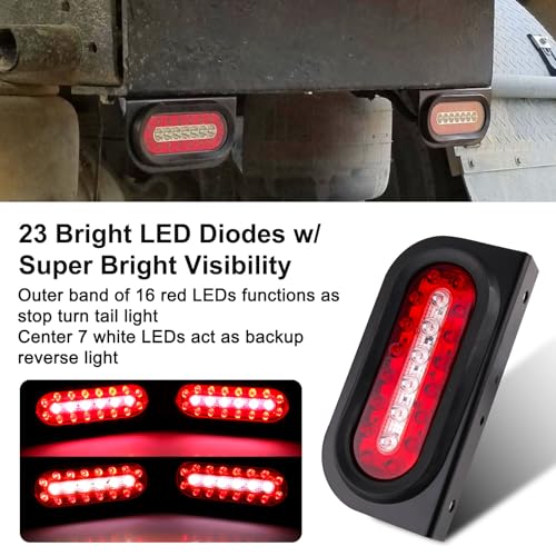 Partswcgg 6" Oval Led Trailer Tail Lights Kit w/Mounting Brackets,2Pcs 6" Oval Led Stop Turn Brake Tail Backup Reverse Lights w/13.8" Led Trailer Light Bar/Mini Markers/25ft Wiring Harness 5-Pin - Image 5