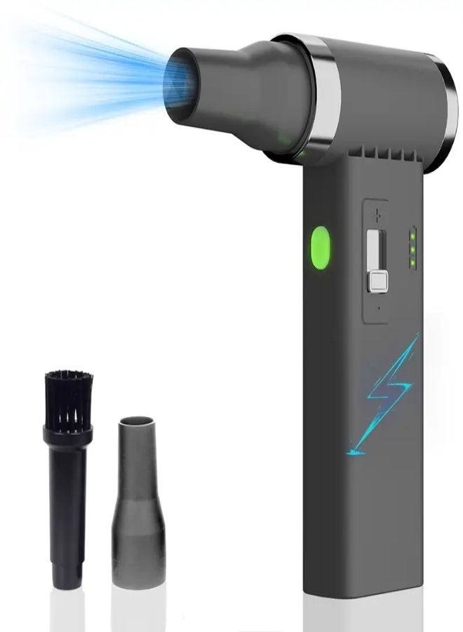 ارواق منفضة هواء كهربائية عالية السرعة ١١٠٠٠٠ دورة في الدقيقة - منفاخ هواء مضغوط لاسلكي وقابل لإعادة الشحن | سرعة قابلة للتعديل من ٠ إلى ١٠٠٪ لتنظيف لوحة المفاتيح والكمبيوتر والسيارة والمنزل، لون رمادي - Image 1