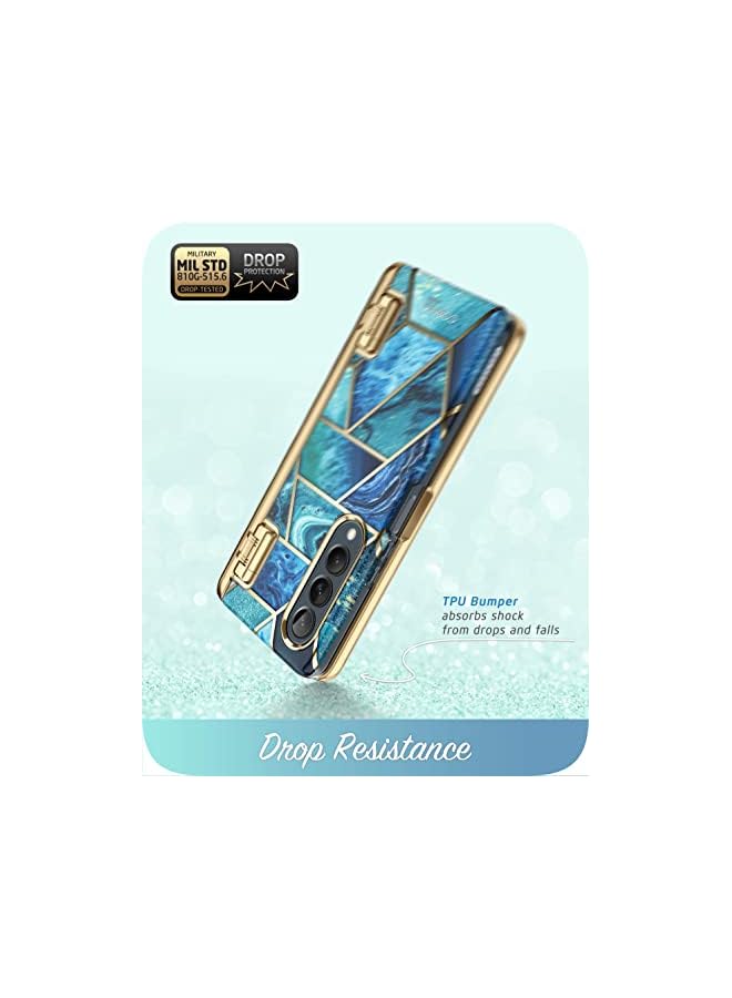 I-blason Cosmo Series Case for Samsung Galaxy Z Fold 4 5G with Pen Holder (2022), Slim Stylish Protective Bumper Case with Built-in Screen Protector (Ocean) - Image 3