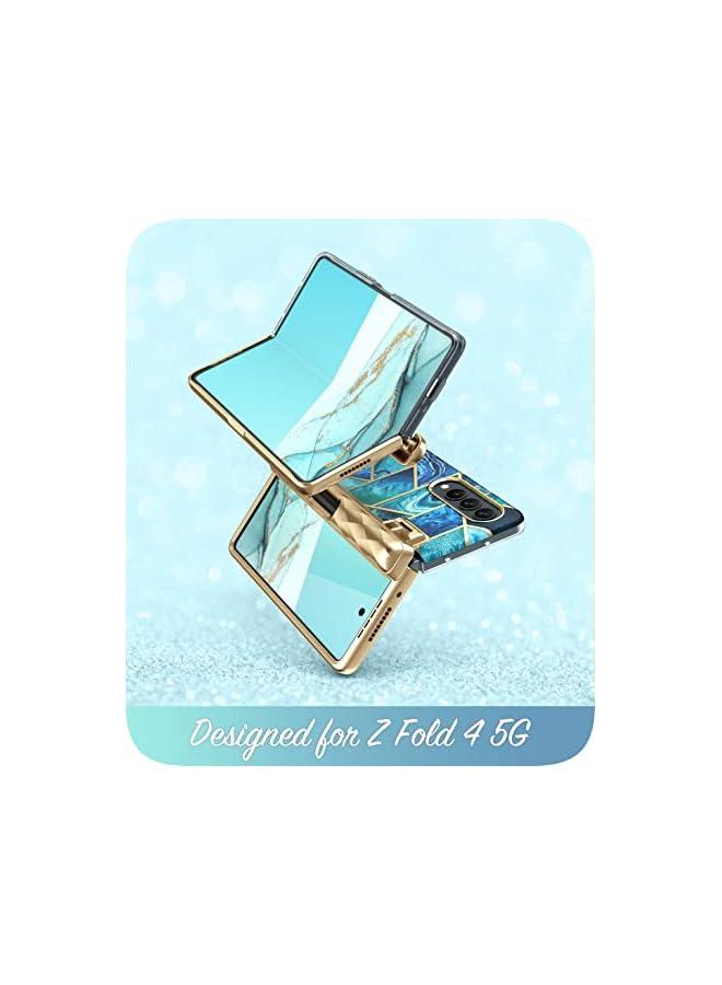 I-blason Cosmo Series Case for Samsung Galaxy Z Fold 4 5G with Pen Holder (2022), Slim Stylish Protective Bumper Case with Built-in Screen Protector (Ocean) - Image 5