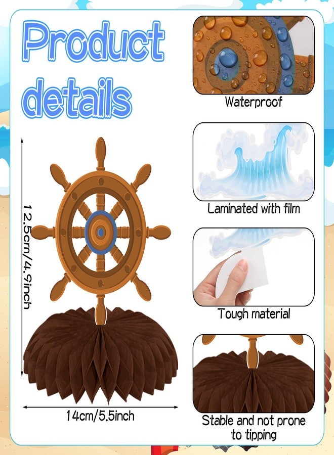 Epakh 14 Pcs Nautical Party Decorations Cruise Ship Birthday Banner Honeycomb Table Centerpieces Anchor Decorations Ocean Party Supplies for Cruise Liner Nautical Sailor Birthday Baby Shower Favor - Image 3