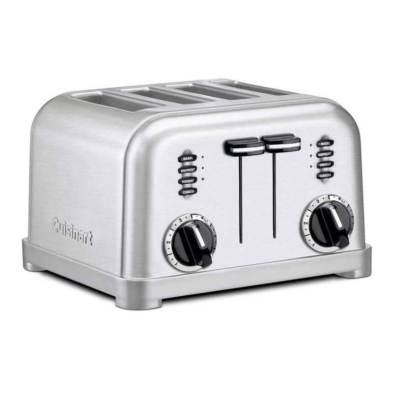 Cuisinart 4 Slice Toaster, Compact Stainless Steel Toaster with Extra-Wide Slots for Toasting Bread, French Toast, Bagels and Pastries, Defrost & Reheat Functions, CPT-180P1, Brushed Stainless - Image 1