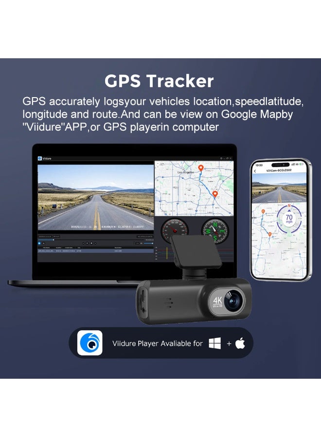 Dash Cam 4K+1080P Dual-channel Dash Car Camera Recorder With GPS WiFi Car DVR - Image 3