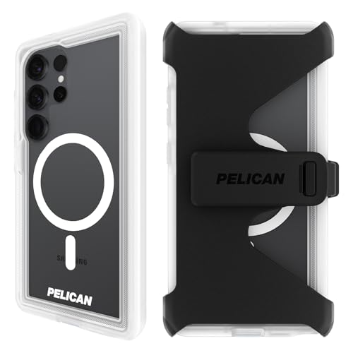 Pelican Voyager Samsung Galaxy S25 Ultra Case Magnetic and Wireless Charging Case w 18ft MILSTD Drop Protection Heavy Duty Cover wBelt Clip Holster for Samsung Galaxy S25 Ultra 69 Clear - Image 1