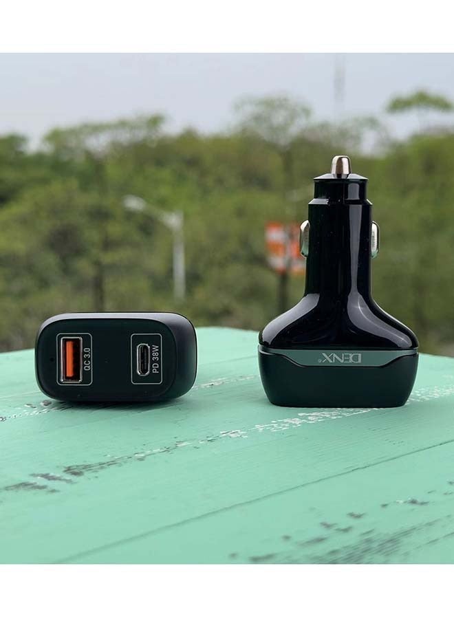Denx Car Charger 2 Ports  USB Qualcom 3 + USB C PD 38 W Fast Charging - Image 3