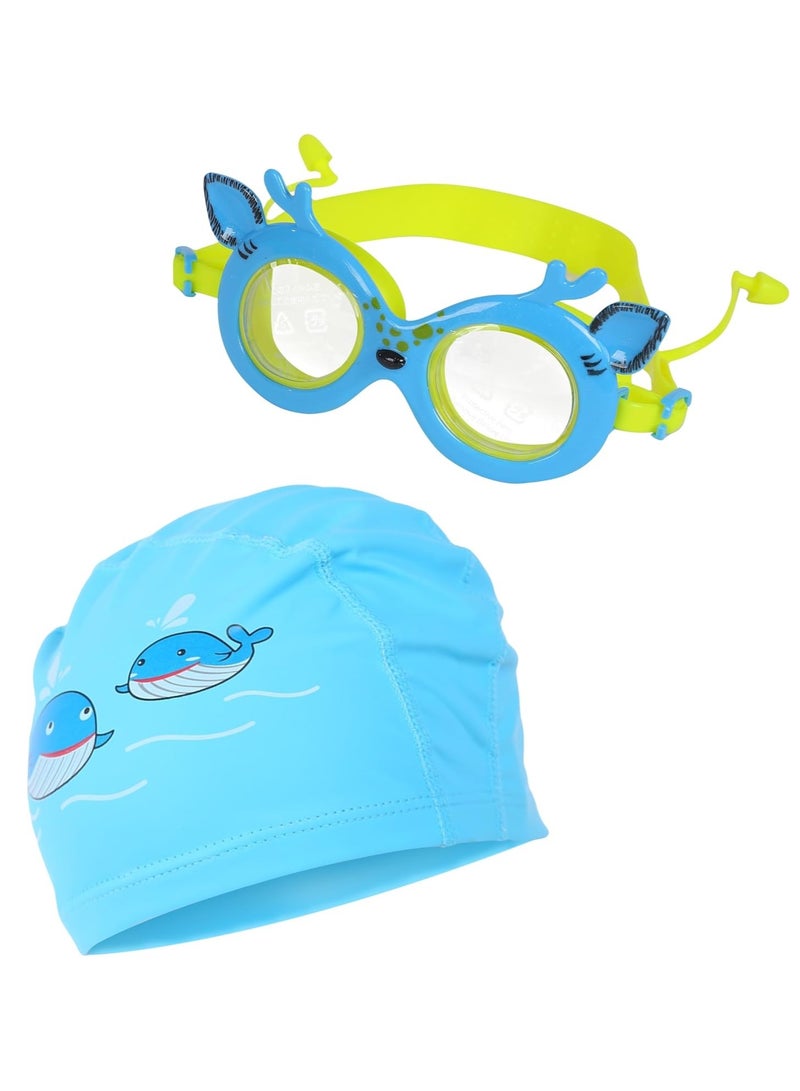 ENDLESS  Kids Swimming Fun Set - Adjustable Goggles and Comfy Swim Cap Set | Anti-Fog, UV Protection | Leak-Proof  Design| Ideal for Boys and Girls | Perfect for Pool and Beach Fun| Blue - Image 1