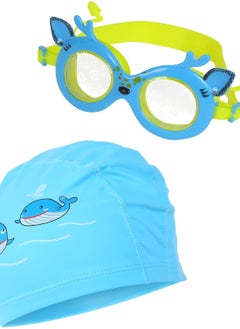 Kids Swimming Fun Set - Adjustable Goggles and Comfy Swim Cap Set | Anti-Fog, UV Protection | Leak-Proof  Design| Ideal for Boys and Girls | Perfect for Pool and Beach Fun| Blue