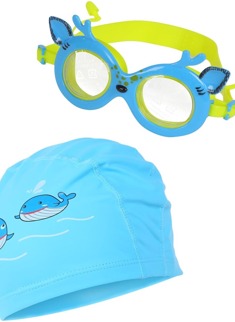 ENDLESS  - Kids Swimming Fun Set - Adjustable Goggles and Comfy Swim Cap Set | Anti-Fog, UV Protection | Leak-Proof  Design| Ideal for Boys and Girls | Perfect for Pool and Beach Fun| Blue - Image 1