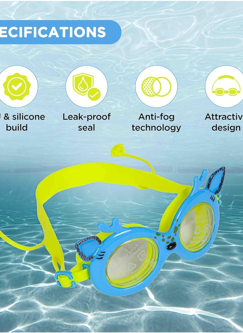 ENDLESS  - Kids Swimming Fun Set - Adjustable Goggles and Comfy Swim Cap Set | Anti-Fog, UV Protection | Leak-Proof  Design| Ideal for Boys and Girls | Perfect for Pool and Beach Fun| Blue - Image 1