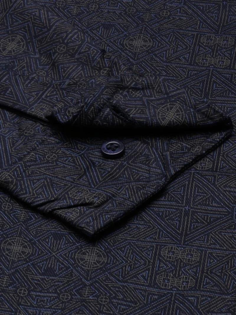 Joven  Navy Blue Printed Cotton Shirt for Men for Men | Best Price UAE