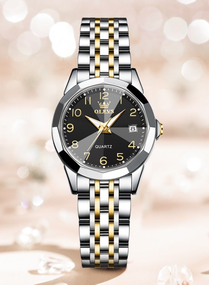 OLEVS Quartz Watch for Women Rhombus Mirror Number Dial Solid Stainless Steel Waterproof Elegant Luxury Original Hand Clock - Image 3