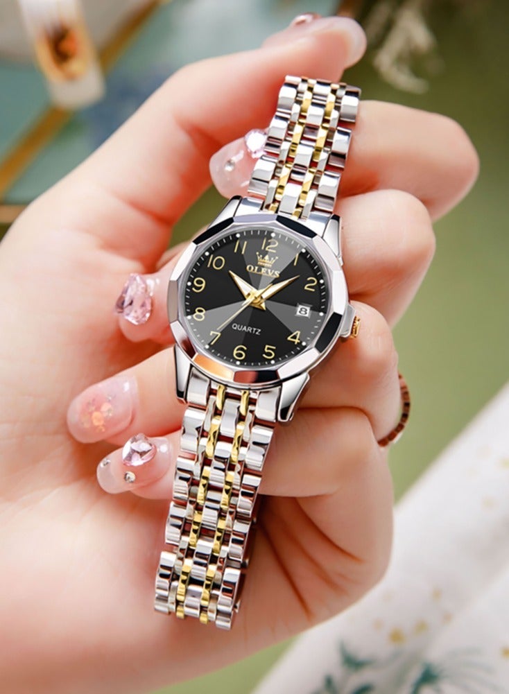 OLEVS Quartz Watch for Women Rhombus Mirror Number Dial Solid Stainless Steel Waterproof Elegant Luxury Original Hand Clock - Image 5