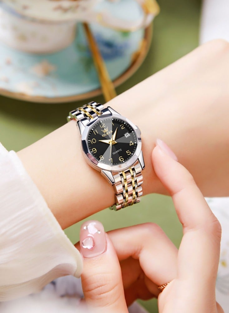 OLEVS Quartz Watch for Women Rhombus Mirror Number Dial Solid Stainless Steel Waterproof Elegant Luxury Original Hand Clock - Image 4