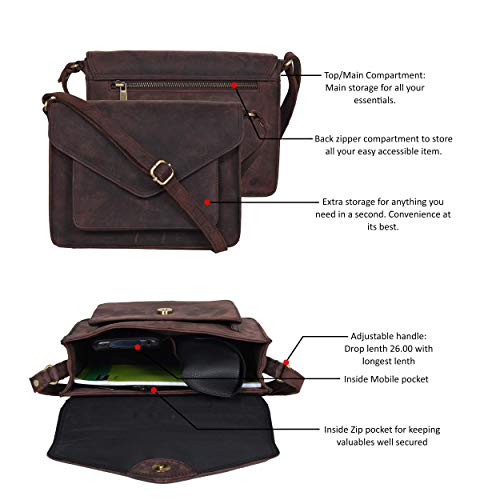Ozora Leather Flapover Crossbody Handbag Purse for Women with Adjustable Strap & Overflap Snap Closure Tote/Bag (Brown Hunter) - Image 3