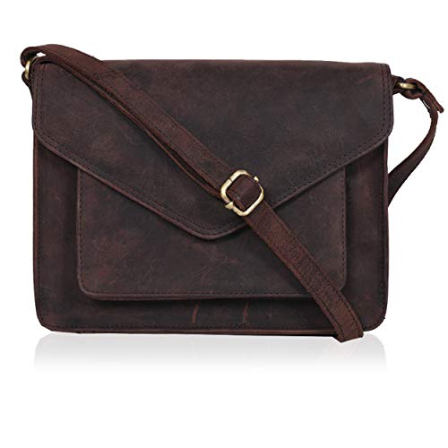 Ozora Leather Flapover Crossbody Handbag Purse for Women with Adjustable Strap & Overflap Snap Closure Tote/Bag (Brown Hunter) - Image 1