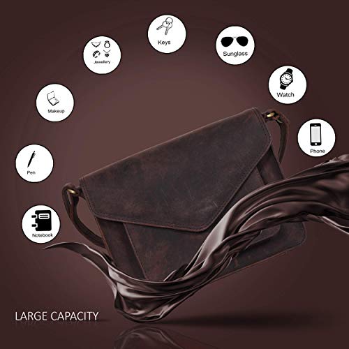 Ozora Leather Flapover Crossbody Handbag Purse for Women with Adjustable Strap & Overflap Snap Closure Tote/Bag (Brown Hunter) - Image 4