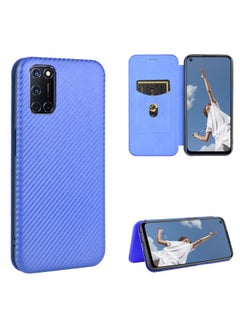 HuHa Case Cover For OPPO A52 / A72 / A92 Carbon Fiber Texture Horizontal Flip TPU + PC + PU Leather Case with Card Slot Blue 