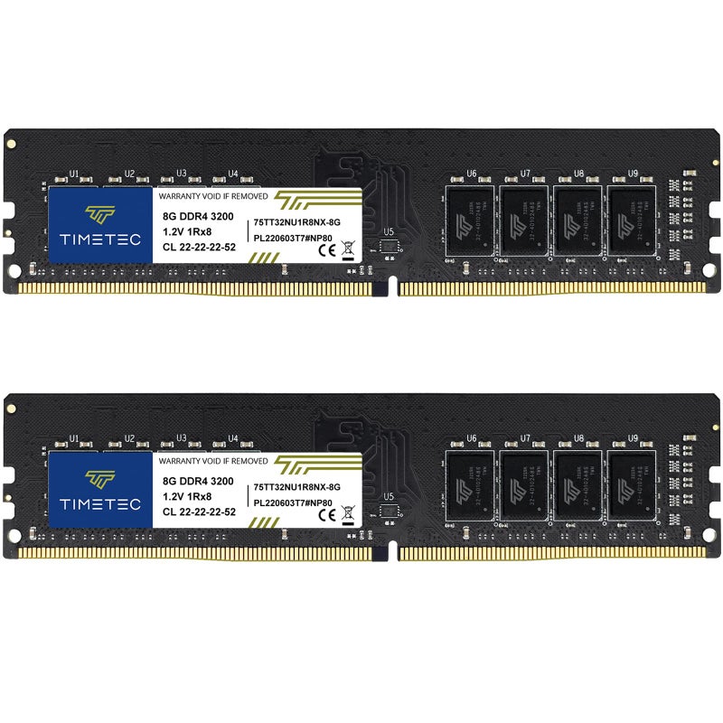 Timetec 16GB KIT 2x8GB DDR4 3200MHz PC43200AA PC425600 UDIMM Desktop RAM 288Pin 12V CL22 NonECC Unbuffered DIMM Memory Module Upgrade - Image 2