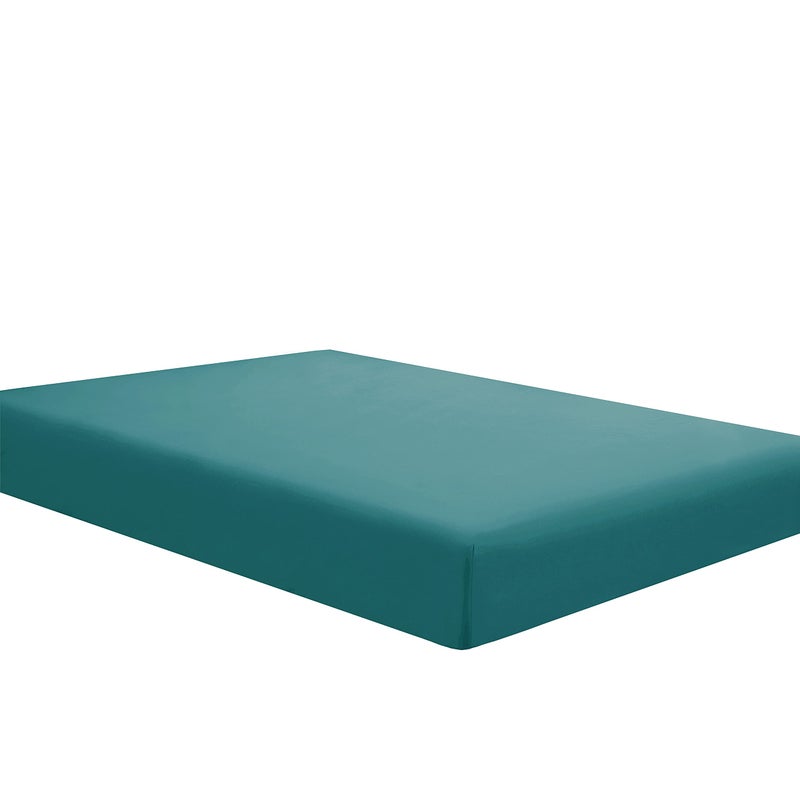 Sfoothome Single Fitted Sheet Twin  Teal  Deep Pocket Brushed Velvety Microfiber Breathable Extra Soft and Comfortable  Wrinkle Fade Stain and Abrasion Resistant