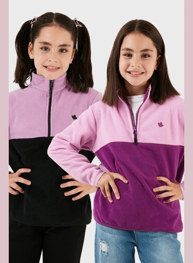 ليلا ليلا سويت شيرت قطعتين بسحاب نصي وياقة واقف