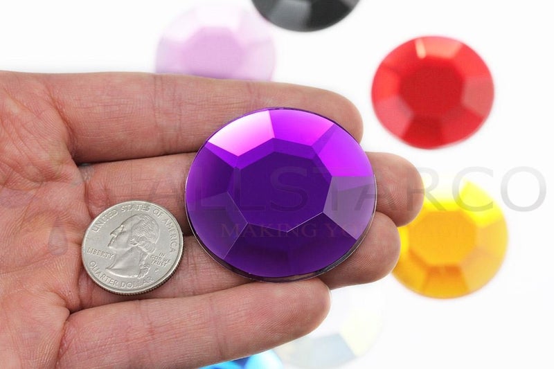 Allstarco 45mm Purple Amethyst H105 Large Acrylic Rhinestones, Pro Grade - 2 Pieces - Image 1